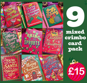 9 crimbo cards mixed pack