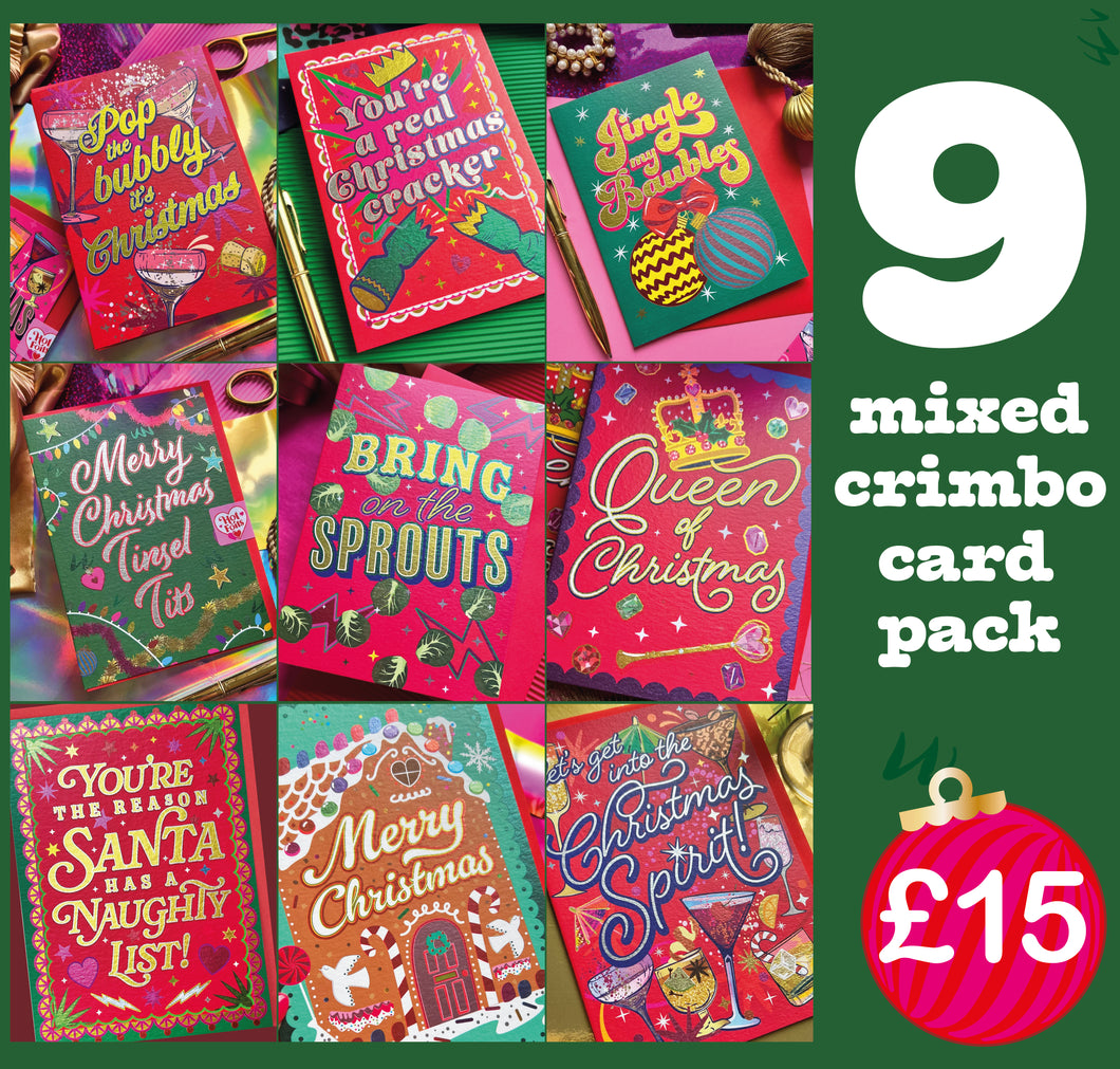 9 crimbo cards mixed pack