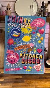 TEA TOWEL Blue Kitchen Disco