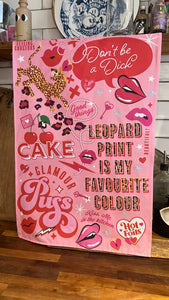 TEA TOWEL Pink Leopard